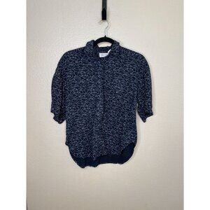 Khazana Womens Black Abstract Button-Up Blouse 3/4‎ Sleeve  Lightweight Top